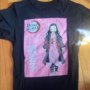 Black Demon Slayer T-Shirt with Pink Graphic